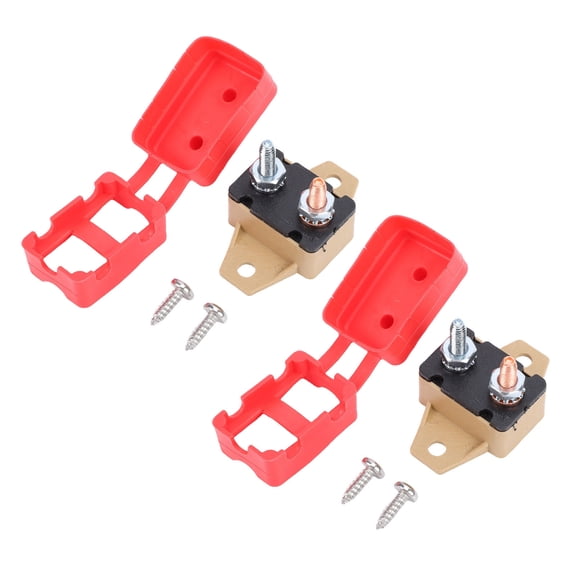 Riousery 2PCS Automatic Reset Circuit Breaker with Cover Stud Bolt Overload Protector for Cars Ships Yachts Electromechanical Equipment 5A