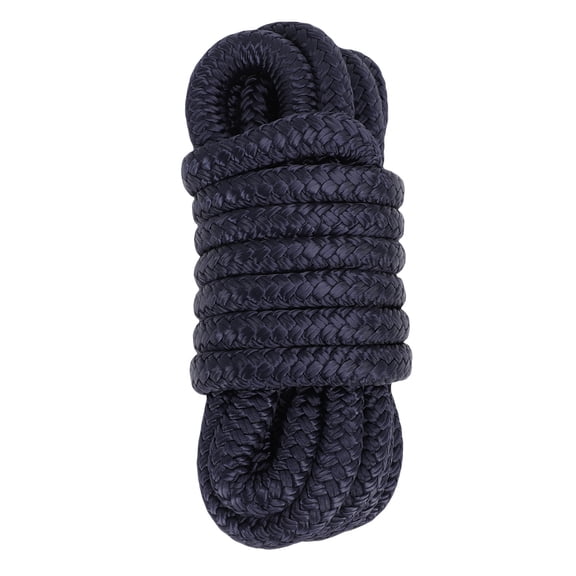 Riousery 2PCS Boat Dock Line 1/2 Inch x 15 Ft Double Weaving Nylon Mooring Rope with 12in Loop, Marine Grade, Navy Blue