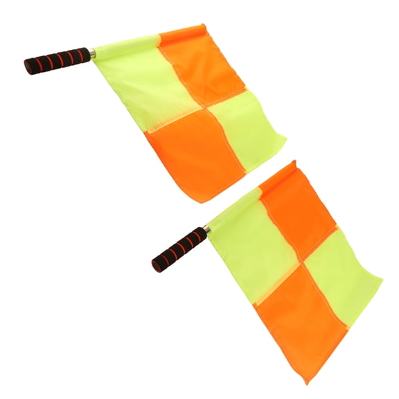 Riousery 2PCS Referee Linesman Flag with Storage Bag for Sports Match Soccer Football Hockey Training, Highly Visible Red and Yellow Checker Pattern, Stainless Steel Pipe Handle, 19.68 inches / 50 cm