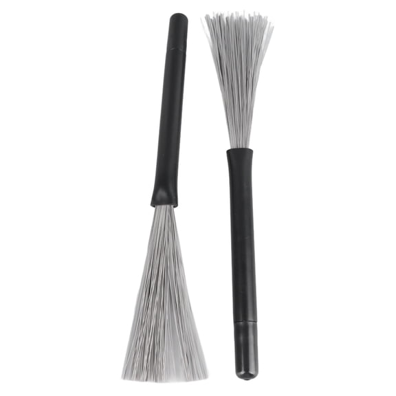 Riousery 2PCS Steel Wire Drum Brushes Telescopic Drum Sticks Portable Drumsticks Percussion Accessories with Rubber Handle for Jazz Drum Kit, Retractable Wire Brushes, Professional Drumming Tool