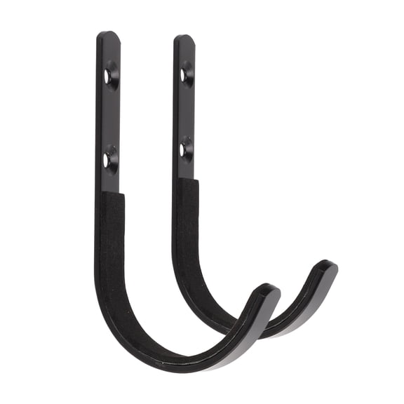 Riousery 2PCS Wall Mount Hangers Premium Stainless Steel Storage Rack Heavy Duty J Hook for Archery Bow and Hunting Equipment Organization Space Saving Display Black (5.9 inches / 15 cm Length Model)
