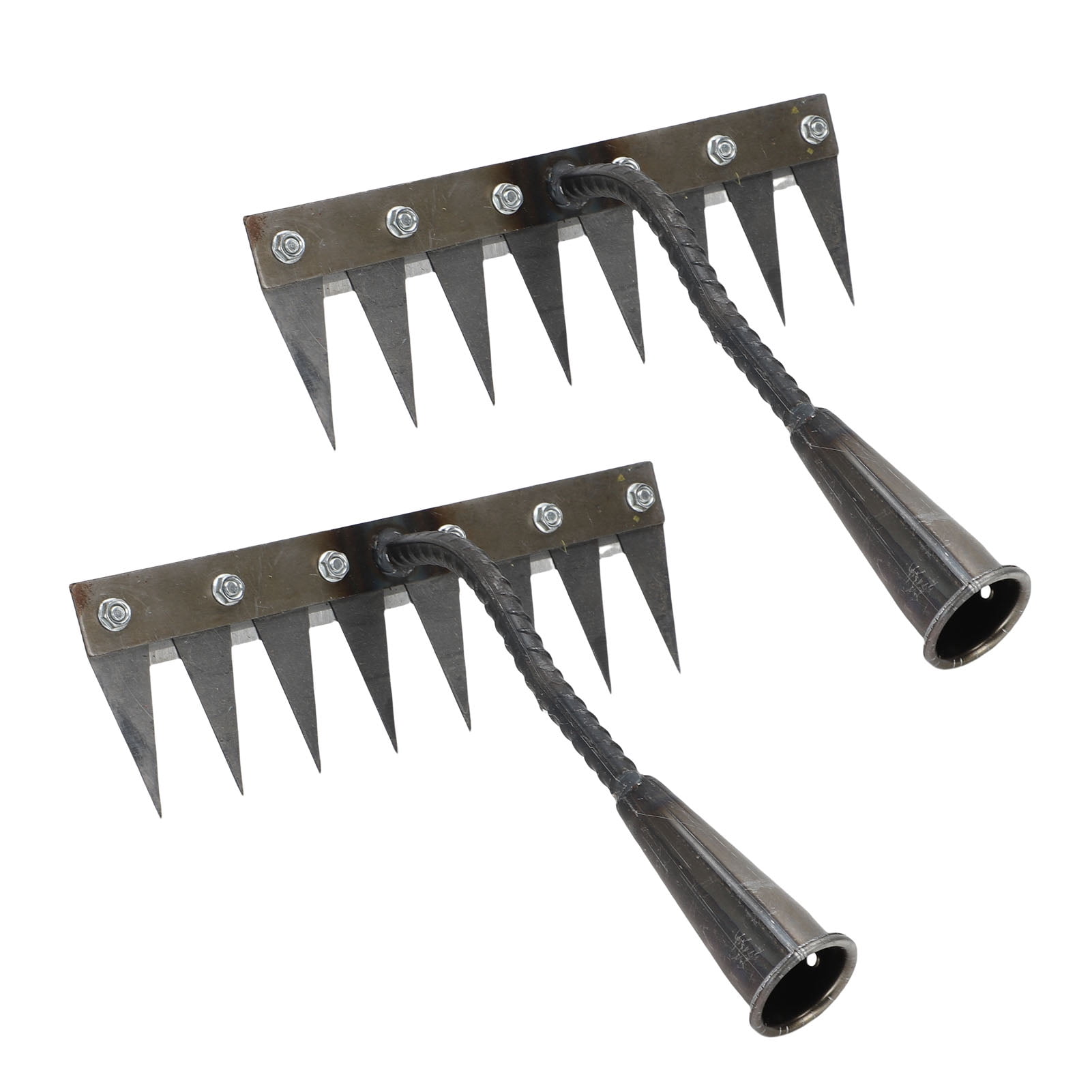 Riousery 2PCS Weeding Rake Manganese Steel 8 Teeth Hand Weeder Weed Puller Tool for Gardening Cultivating Lawn Care (11.8 inches / 30 cm)