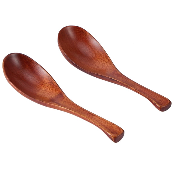 Riousery 2Pcs Household Kitchen Wooden Soup Short Handle Spoon Tableware Cutlery, 6.1 inches / 15.5 cm