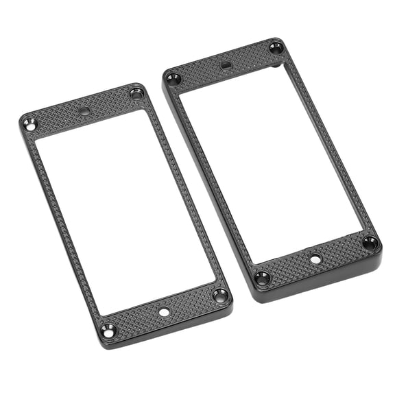 Riousery 2Pcs Humbucker Pickup Ring Metal Mounting Frame Flat Bottom Replacement Parts Compatible with LP SG Electric Guitar Neck and Bridge Pickups, Black