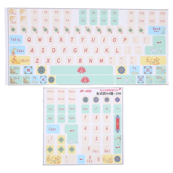 Riousery 2Pcs Mechanical Keyboard Sticker Frosted Surfaces Cute Cartoon Clear Pattern PVC Decals for Universal Desktop PC Laptop Computer, 84-108 Keys Compatible, Durable Protective Film