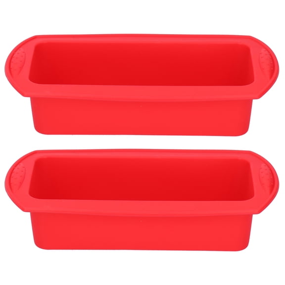 Riousery 2Pcs Rectangle Silicone Cake Pan Bread Mold Baking Tool 2lb Capacity Kitchen Accessories Red, 10.6 inches / 27 cm