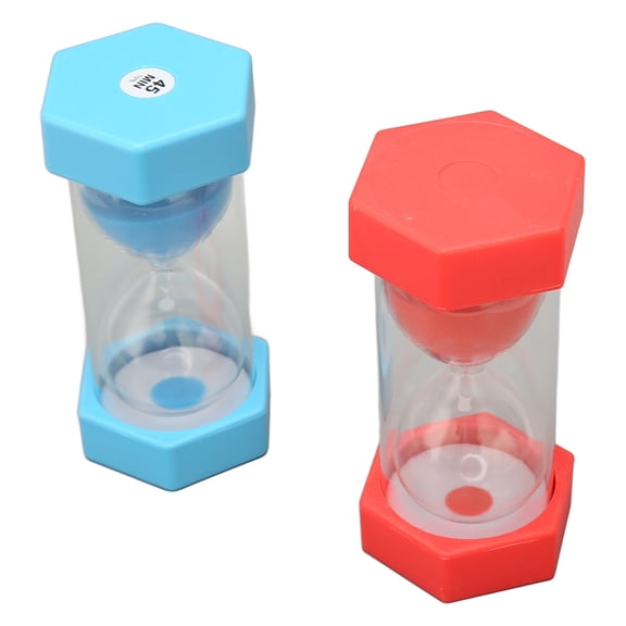 Riousery 2Pcs Sand Timer 45 Minutes Hourglass Sandglass Timer for Kids Games Classroom Home Kitchen Office Use, Plastic, Sky Blue and Red, 2.6x2.6x5.1in / 6.5x6.5x13cm