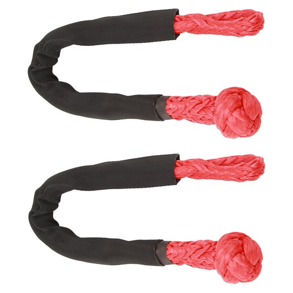 Riousery 2Pcs Synthetic Soft Shackle Towing Rope 38000 Lbs Pulling Capacity with Sleeve for Off-Road Large SUV Truck ATV UTV Marine, Red Colorway