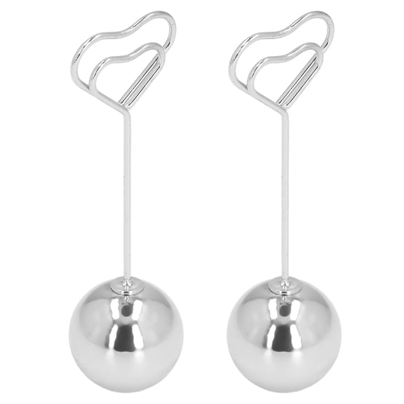 Riousery 2Pcs Table Number Holder Heart Shaped Metal Wire Place Card Holder Stand for Wedding Birthday Party Restaurant Event Table Decor, 3.3 inches / 8.5 cm (Silver)