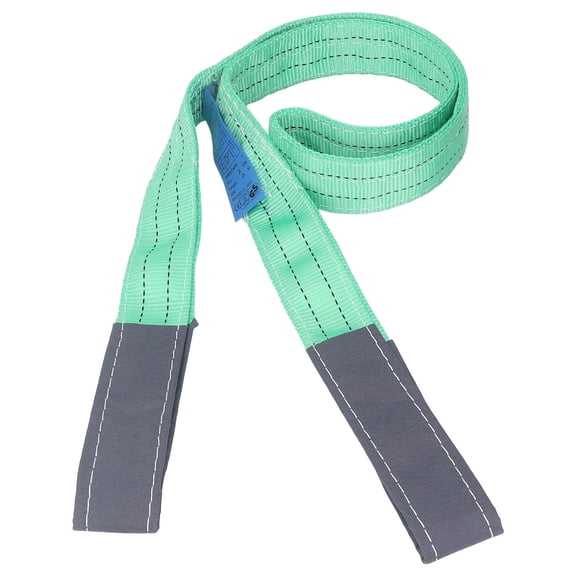 Riousery 2T 4409 lbs Flat Lifting Rope Double Eye Buckle Polyester Webbing Lift Strap for Industrial Crane 2 Meter 6.56 ft Green Material Handling Securing Strap Heavy Duty