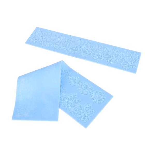 Riousery 2pcs Embossing Lace Fondant Mould Multi Circle Flowers Silicone Cake Decorating Tool Lace Mat for Sugar Icing Paste Wedding Decor, Large 15.7x5 Inches / Small 15.2x3.7 Inches