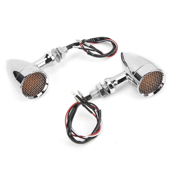 Riousery 2pcs Motorcycle LED Turn Signal Lamp 12V 10mm Amber Light Chrome Plated Shell Universal Indicator Driving Light Retro Fitment 0.4 inches / 10 mm For 12V Vehicles