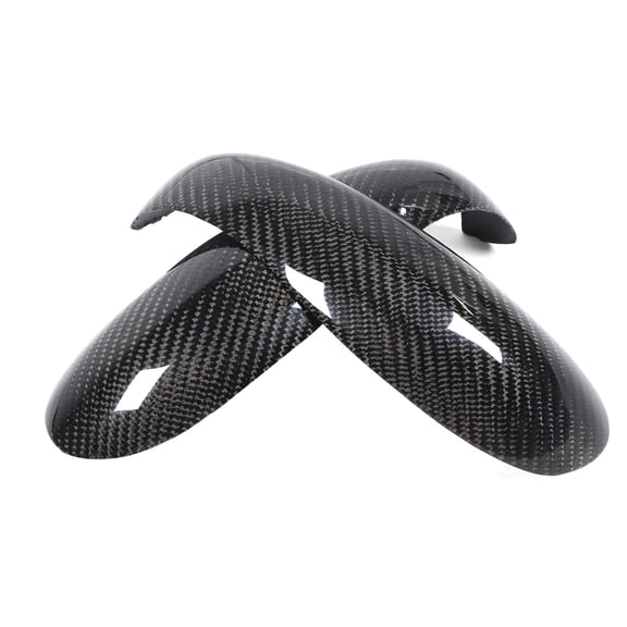 Riousery 2pcs Rearview Mirror Cover Add-On Carbon Fiber Cap Fit for Boxster Cayman 911 997.1 987.1 (2005-2008), 11.81 inches / 30 cm, Premium Auto Exterior Modification Parts, Paste Mounting Black