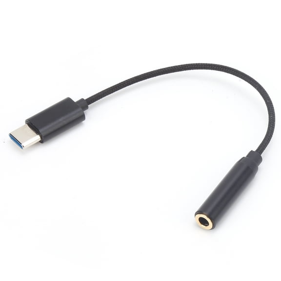Riousery 3.5mm TRRS to Type-C Adapter Cable Audio Converter Braid Cord for Phone Tablet High Quality Connection 8 inches / 20.3 cm Premium Build Portable Device Accessory Black