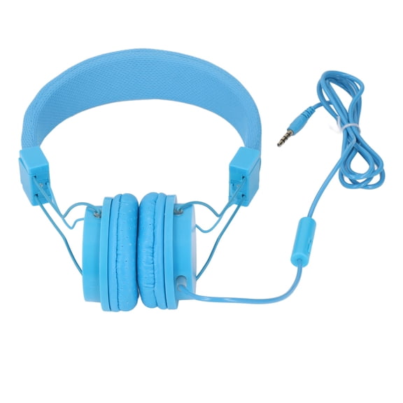 Riousery 3.5mm Wired Headset with Mic Stereo Foldable Adjustable Headband Inline Control for Music Calls Games Compatible with PC Laptop Tablet Phone MP3 (47.2 inches / 120 cm Cable), Blue