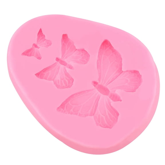 Riousery 3-Cavity Pink Butterfly Silicone Mold for Fondant Chocolate Cake Decorating Candy Ice Cube Baking Tool Non-Stick Easy Release BPA-Free Craft Maker 2.95 inches / 7.5 cm