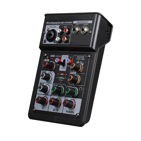 Riousery 3-Channel Bluetooth Audio Mixer Board, Digital Stereo Sound Console with DSP Effects, PC OTG Interface, 5V Mic Port for DJ Studio & Live Streaming, Black (7.09 in / 18 cm)