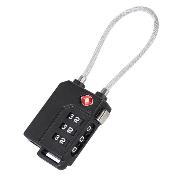 Riousery 3-Digit Password TSA Approved Steel Wire Cable Luggage Lock Customs Combination Padlock for Travel Suitcase Backpack Gym Lockers, Easy to Set Code, High Security, All-Weather Durable, Black
