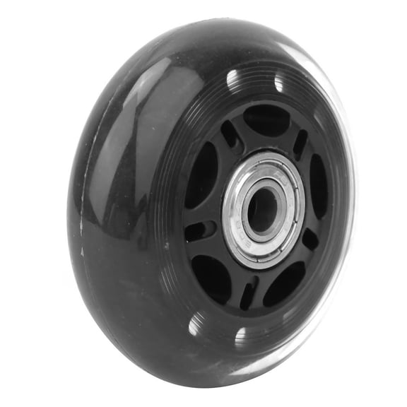 Riousery 3-Inch (76mm) Replacement Luggage Cart Wheel, Polyurethane Suitcase Caster Skates Wheel with 608ZZ Bearing, Black Transparent Mute Wheel Set, 0.3-Inch (8mm) Inner Diameter