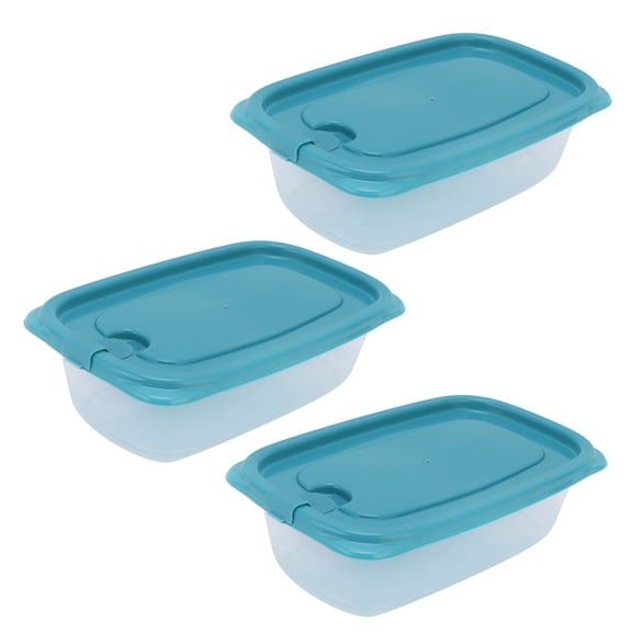 Riousery 3-Piece 830ml / 28oz Blue Rectangular Food Storage Box Set with Lids Refrigerator Freezer Safe Containers PP Plastic Lunch Organizer Meal Prep Bowls 9x5x4 inches