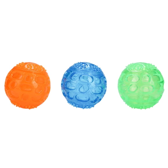 Riousery 3-Piece Squeaky Dog Ball Toys, Durable Eco-Friendly TPR Pet Chewing Balls for Puppy Teeth Cleaning & Grinding, Interactive Sound Fetch Play Toy Set, 3.0 inches / 7.5 cm