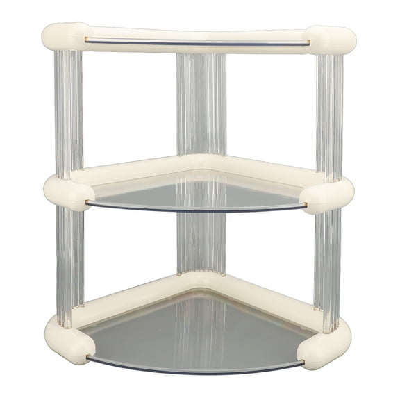 Riousery 3-Tier Corner Storage Shelf Organizer, Multipurpose Plastic Desktop Stand for Bathroom, White