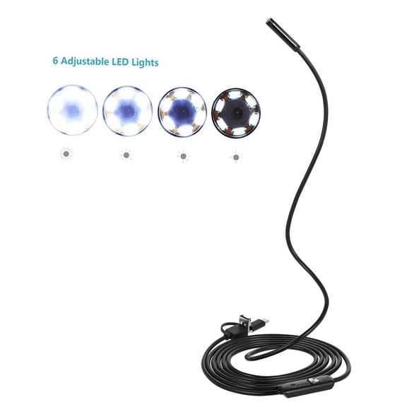 Riousery 3-in-1 Inspection Camera Borescope Type-C Micro USB Endoscope Waterproof IP67 Flexible Snake Camera 6 LED Lights for Android Phones Windows PC 6.56 ft / 2m Pipeline Drain