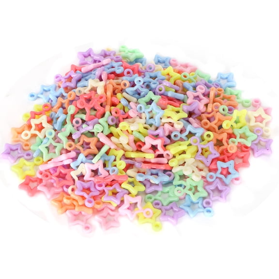 Riousery 300 Count 5-Pointed Star Plastic Craft Beads Mixed Color Beaded Jewelry Accessories DIY for Children (5.1 inches / 13 cm)