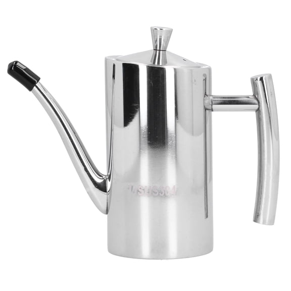 Riousery 304 Stainless Steel Oil Pot Non Drip Leakproof Cruet Dispenser Bottle For Kitchen Use, Silver 500ml Capacity With Dustproof Plug Cover (16.9 oz / 500 ml)
