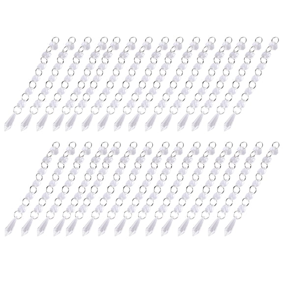 Riousery 30PCS Acrylic Transparent Small Clear Crystal Strands Gems Bead Curtain for Light Pendant Wedding Home Decoration Artificial Garlands 6.3 inches / 16 cm