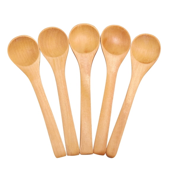 Riousery 30Pcs Mini Natural Wooden Spoons for Children Kitchen Condiment Tool Salt Sugar Seasoning Spoon, 4.9 Inches / 12.5 cm