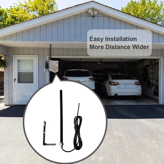 Riousery 315MHz External Antenna for Garage Door Gate Openers, Remote Control Signal Booster Aerial with 6.56ft / 2m RG174 Cable Stainless Steel Wall Mounted Base Kit, Extendable Distance up to 250m