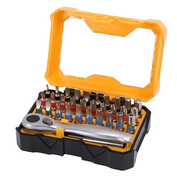 Riousery 32Pcs Ratchet Screw Driver Set Multi Functional Mini 72 Tooth 1/4in (6.35 mm) Hex Shank for Furniture Assembly & Electrical Maintenance