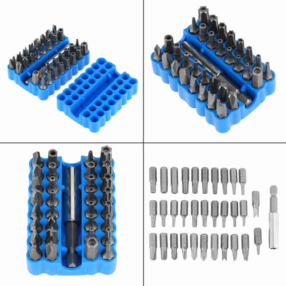 Riousery 33-Piece Multifunctional Hollow Security Precision Screwdriver Bits Set, CRV6150 Magnetic Repair Tool Kit with Blue Case for Electronics and Home, 7.9 oz / 225g[cite: 1]