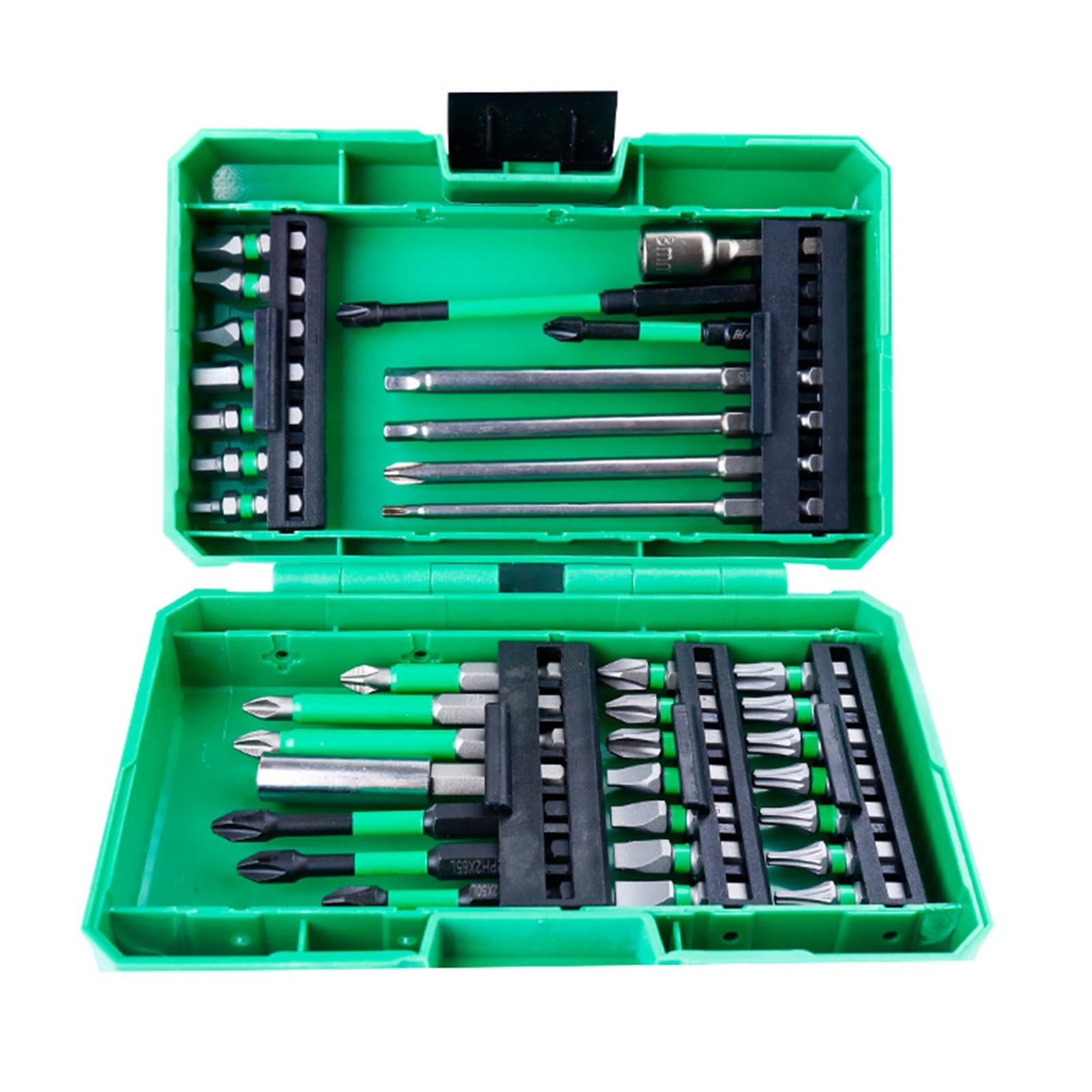 Riousery 35 PCS Drill Bit Set Impact Driver Screwdriver Bits for Wood Metal Cement Drilling with Storage Case Green 5.91 inches / 15 cm