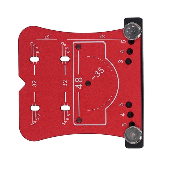 Riousery 35mm Hinge Hole Jig Aluminum Alloy Drilling Guide Template Woodworking Punching Locator for Cabinet Door Red