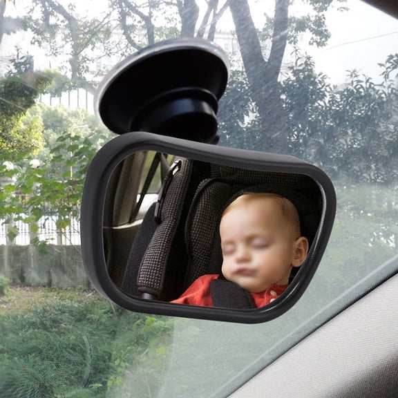 Riousery 360 Degree Rotated Two In One Inside Car Safety Care Accessory for Baby Back Seat Rear View Fully Adjustable Mirror with Shatter-Proof Design, Suction Cup and Clip Mount Included, Black