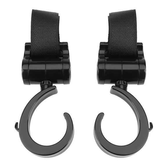 Riousery 360 Degree Rotation Baby Stroller Hooks ABS Plastic Pushchair Hanger Clips for Diaper Bags Purses Groceries Maximum Capacity 66 lbs Fits Most Prams Black 2 Pack