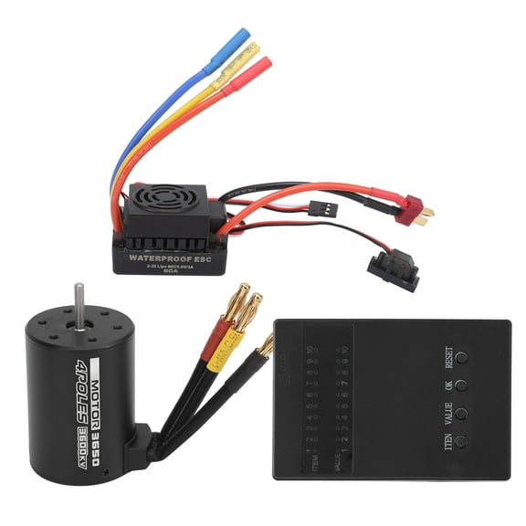 Riousery 3650 3600KV Brushless Motor with 60A T-Plug ESC and Programming Card Combo Set, Waterproof RC Car Parts for 1/8 1/10 Scale Remote Control Vehicles Upgrade