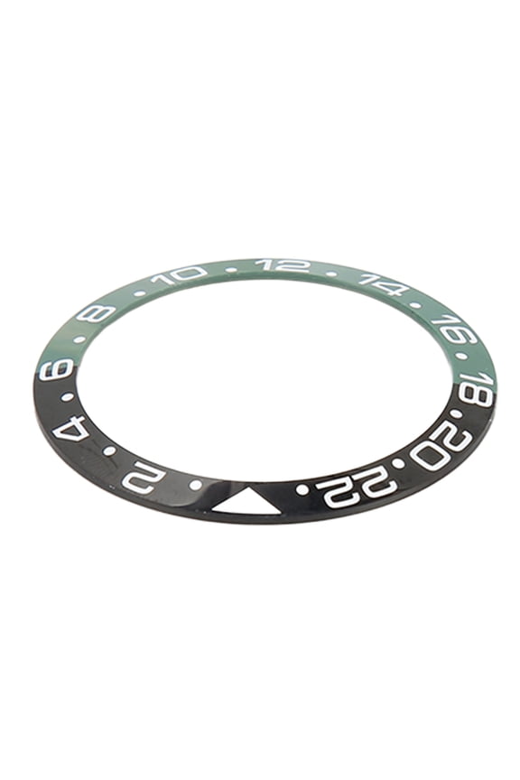 38mm Diameter GMT Watch Bezel Insert Ring Black Green Base White Character Ceramic Bezel Insert Base Ring, Unisex