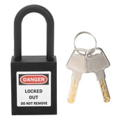 Riousery 38mm Lockout Tagout Lock Nylon Corrosion Resistant Insulated Safety Padlock with Key Black 1.5 inches / 38.1 mm 1 Count