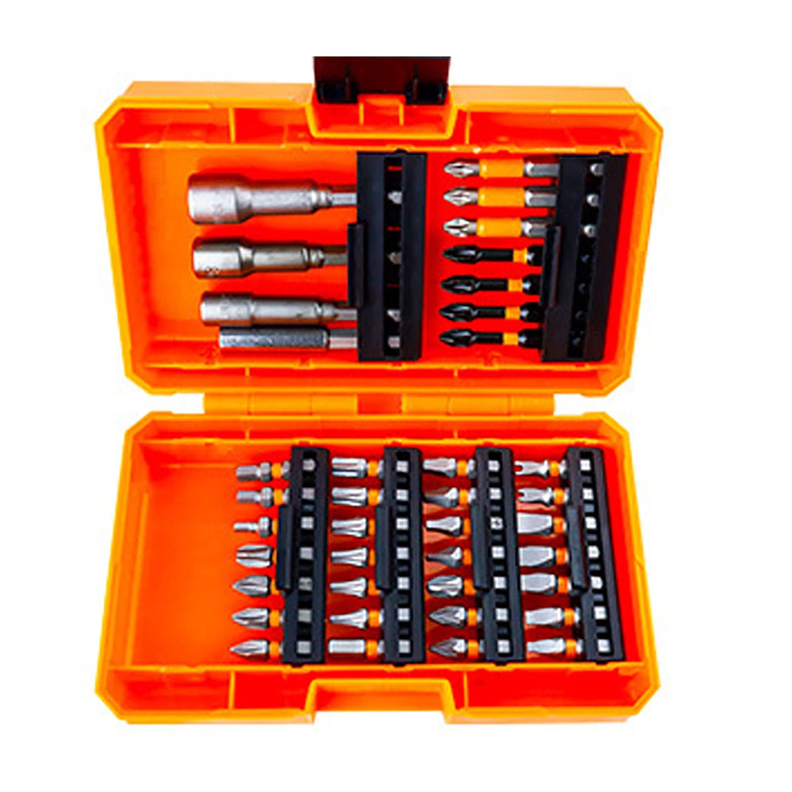 Riousery 39 PCS Drill Bit Set Impact Driver Screwdriver Bits for Wood Metal Cement Drilling with Storage Case Orange 5.91 inches / 15 cm