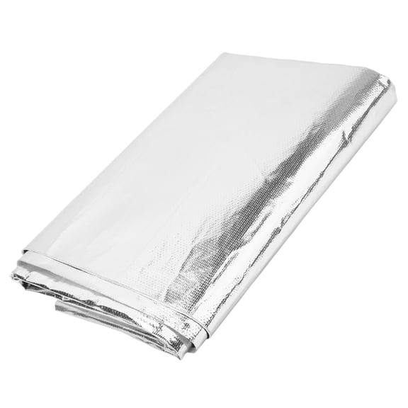 Riousery 39 inches / 99 cm x 47 inches / 119 cm Self Adhesive Reflective Silver High Temperature Heat Shield Wrap Tape Thermal Insulation for Wrapping Wires and Fuel Lines Universal Fit