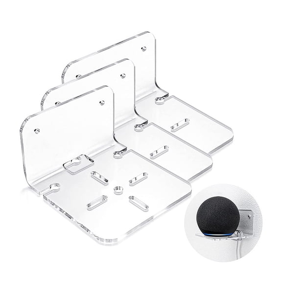 Riousery 3PCS Acrylic Wall Shelf Universal Adhesive Shelves for Monitor Cameras Speakers Small Float Shelf for Bedroom Living Room Kitchen Clear Floating Shelves for Wall Decor