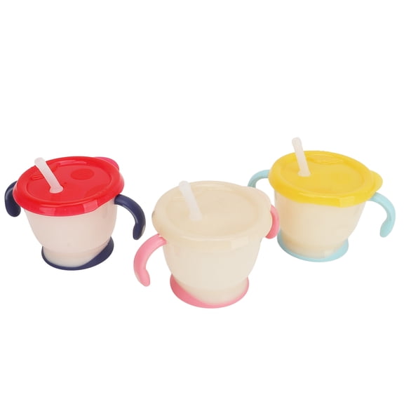 Riousery 3PCS Baby Straw Cup 150ml / 5 oz Spill Proof Toddler Training Cup with Elastic Straw
