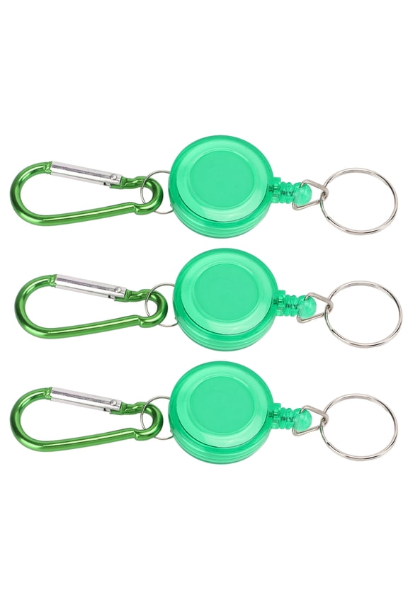 3PCS Nylon Rope Telescopic Burglar Tool Mini Anti Lost Retractable Pull Keychain Buckle Green (3.15 inches / 8 cm)