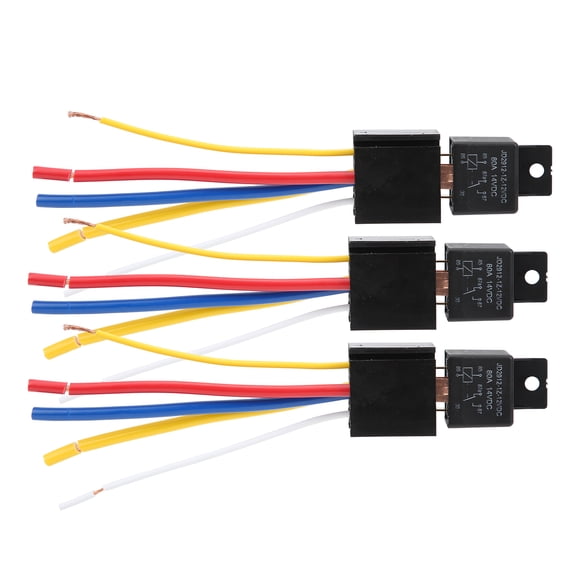 Riousery 3pcs DC12V 80A LED Flasher Relay Waterproof Shockproof 5-Pin Car Turn Signal Light Relay Replacement Part For Universal Vehicles Automotive Accessories (5 inches / 12.7 cm Cable)