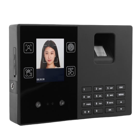 Riousery 4 in 1 Biometric Employee Attendance Machine Facial Fingerprint Palm Print PIN Recognition Time Clock for Small Business Office Works with EU Plug 100-240V