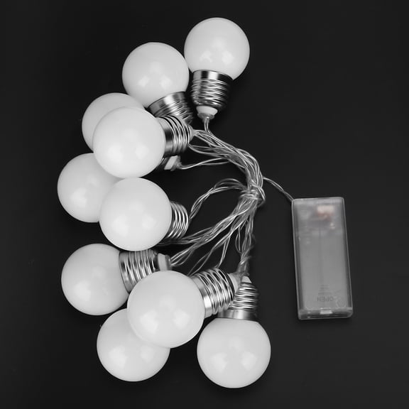 Riousery 4.92 ft / 1.5 m Battery Operated 10 LED Milk White Bulb String Lights, Warm White Ambient Lighting for House, Courtyard, Christmas & Festivals