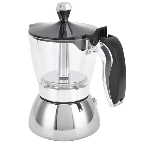 Riousery 4 Cup Stainless Steel Stovetop Moka Pot Coffee Maker Kitchen Supplies (9.45 inches / 24 cm)